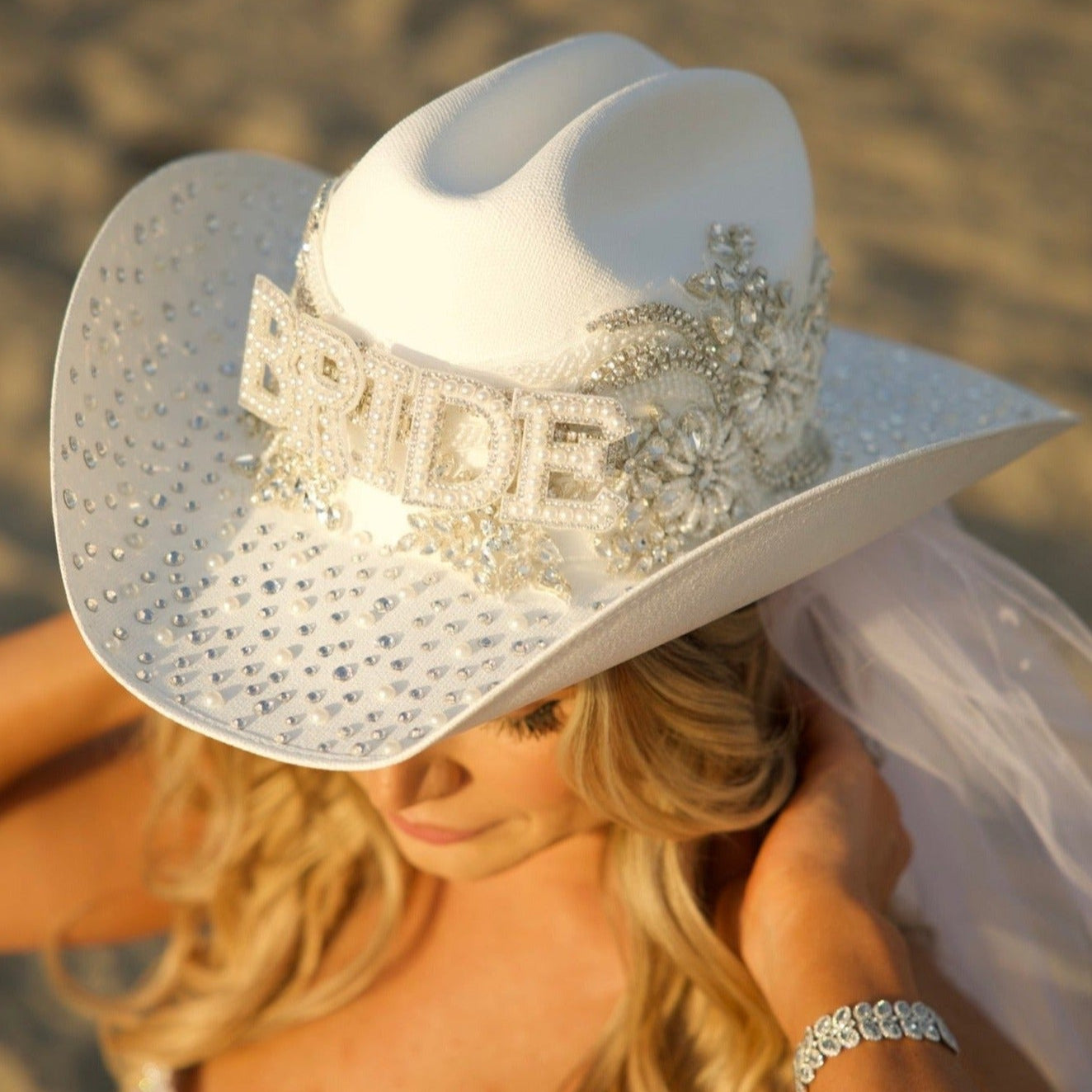 4788 Western Cowboy Hat For Women Sparkly Rhinestone Cowgirl Hat,bride To Be Cowprint Cowboy Hat Rhinestone,bachelorette Bride Hat,white  main image 3