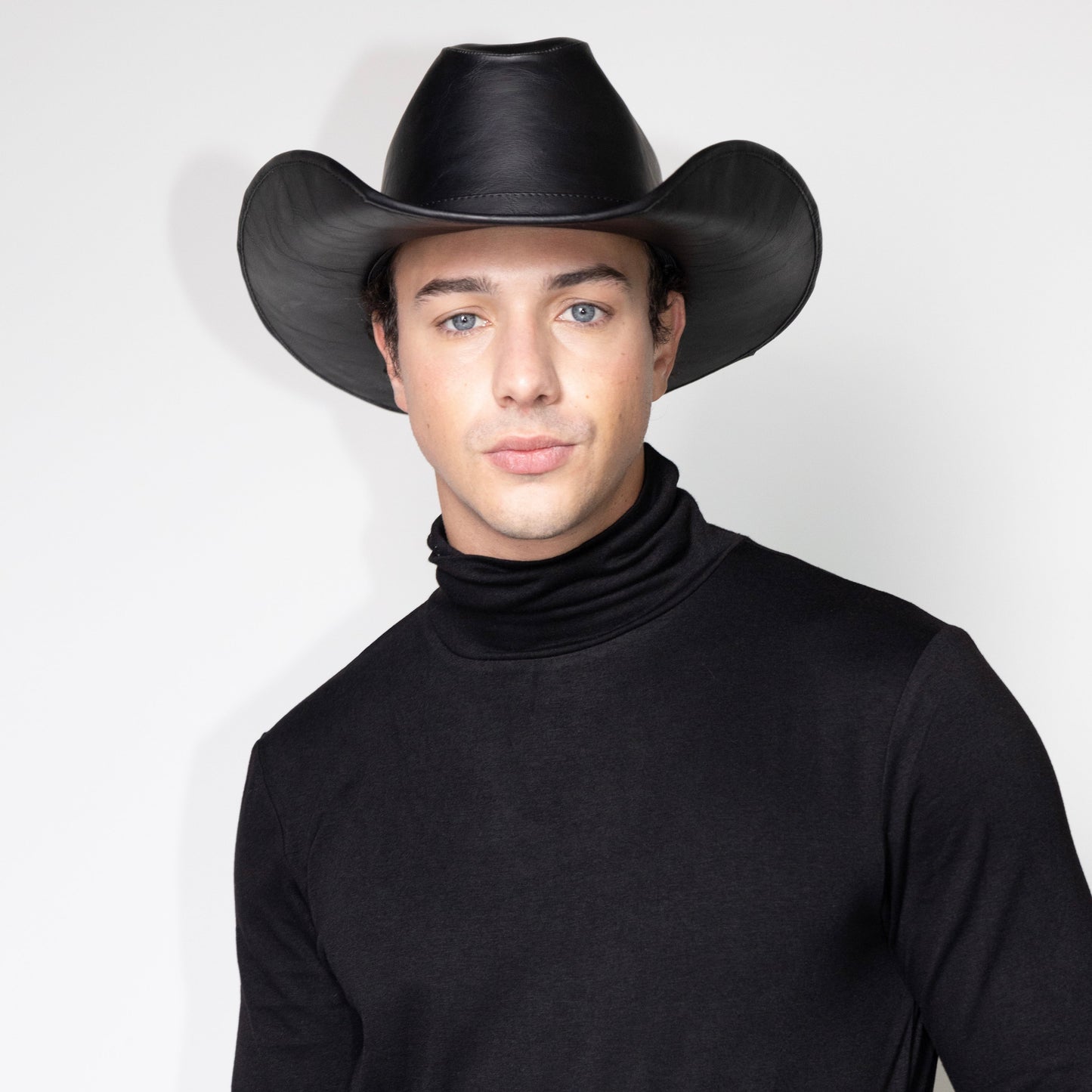 Black Leather Cowboy Hat