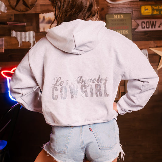 LA Cowgirl Heather Grey Rhinestone zip-up