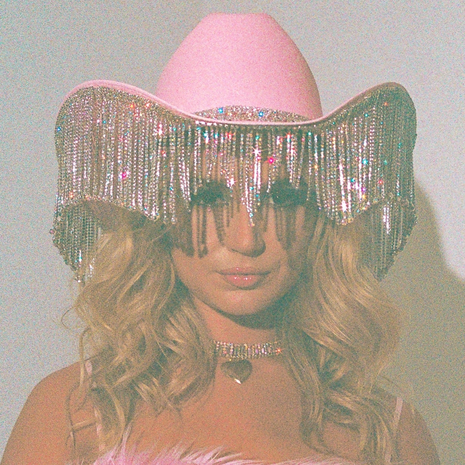 PINK rhinestone fringe cowboy hat